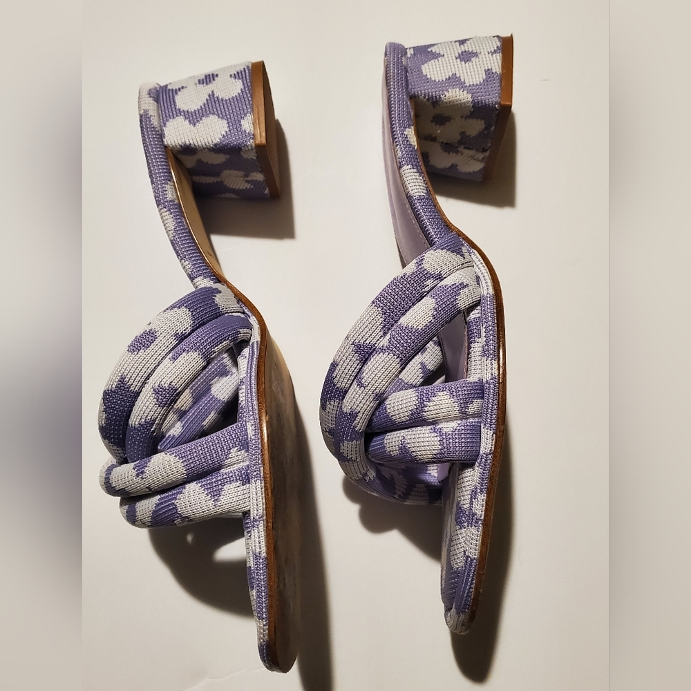 Larroude Laguna Sandals Lilac Lavender Purple Floral Slides Mules size 9.5 - Picture 4 of 7